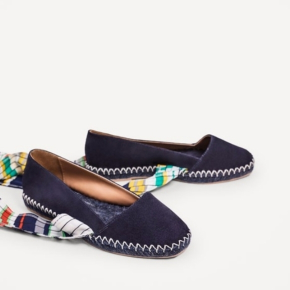 Zara Shoes - Zara Navy Espadrilles with Multicolor Ribbon
